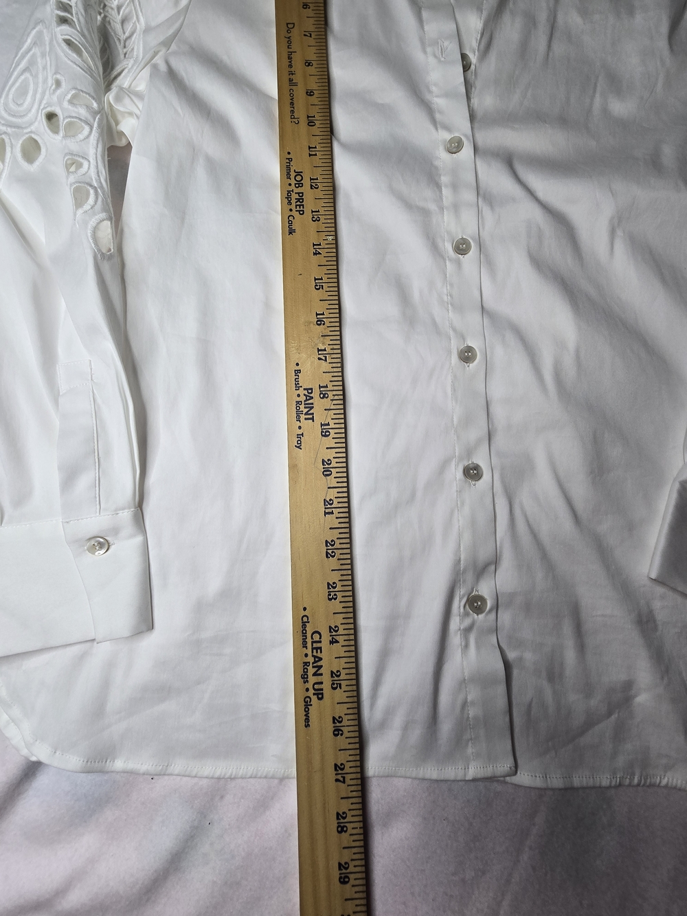 Chico's White Button-Front Shirt with Eyelet Cutout Sleeves - Picture 4 of 11